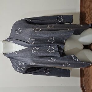 New NWT Bobeaua Navy Shining Star Open Front Cardigan